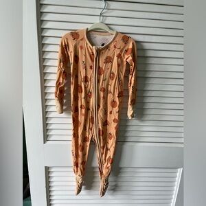 William and Ryan pumpkin bamboo zipper footie